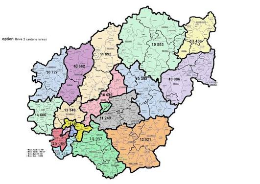 Carte des cantons de la Corrèze